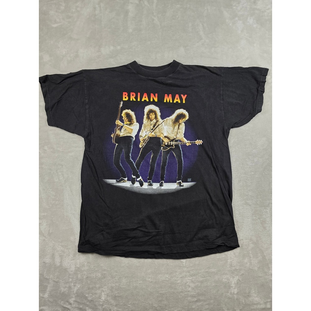 Vintage‎ Brian May T-Shirt Mens Large Black 1993 Music Band Tee Giant Tag Europe